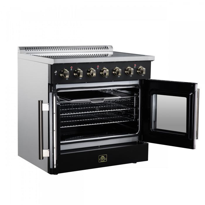 Galiano 36 Inch French Door Electric Range, 5 radiant burners, 5.36 cu.ft., Black - FFSEL6917-36BLK