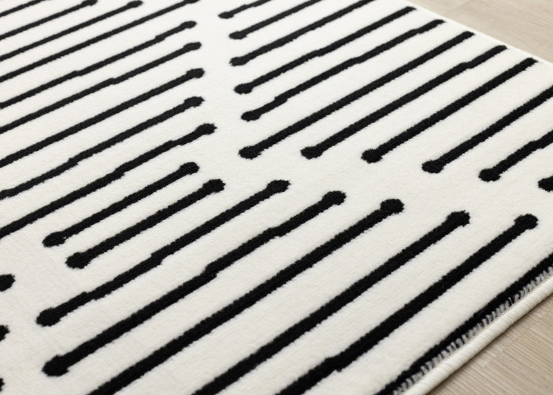 Forte Black White Stripes Area Rug - 5'3\" x 7'5\"
