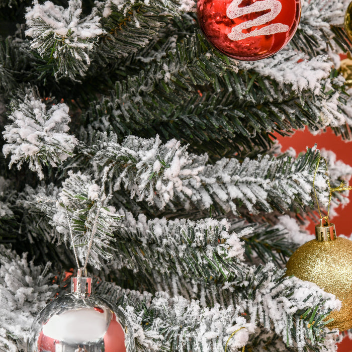 Homcom Snow Flocked Pencil Christmas Tree Slim Artificial Christmas Tree