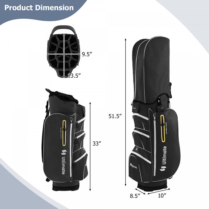 Costway Lightweight Golf Cart Bag With 15 Way Top Divider Individual Putter Well Cooler Bag Black