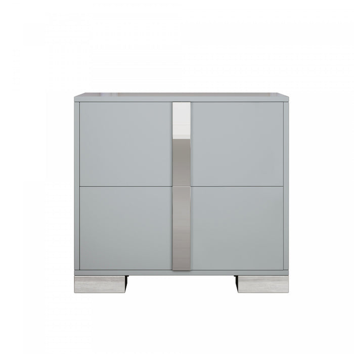 Madeline Nightstand with 2 Storage Drawers and Metal Legs,Grey