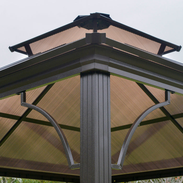 Outsunny 10' X 10' 2-tier Outdoor Gazebo With Polycarbonate Roof, Beige