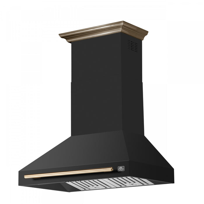 Forno Aria 36 Inch Wall-Mounted Black Range Hood-FRHWM5095-36BLK