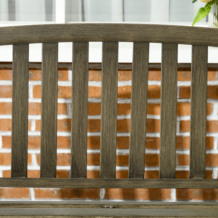 Outsunny Metal Garden Bench Slatted Seat & Back, Black