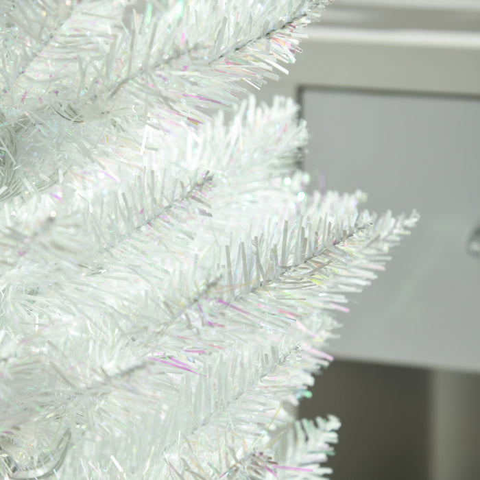 Homcom 6' Slim Artificial Christmas Tree With Colourful Led Lights, White