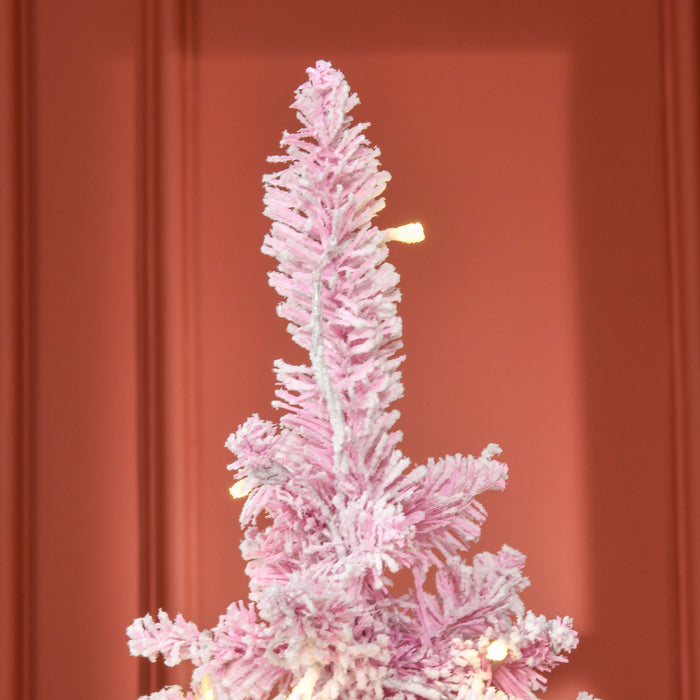 Homcom 6ft Snow Flocked Artificial Christmas Tree W/ Led Light