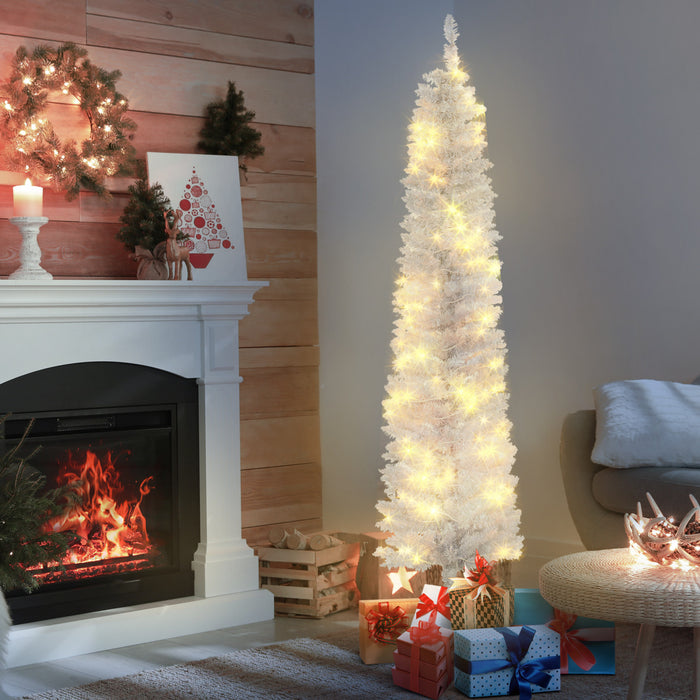 Homcom 6' Pre-lit Pencil Artificial Christmas Tree W/ 100 Leds