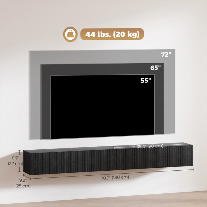 HOMCOM 71\" Floating TV Stand for TVs up to 72 Inch, Black