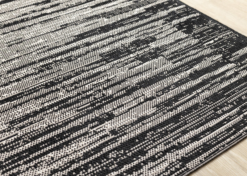 Jackson Black Grey Distressed Outdoor Rug, 5'3\" x 7'7\" Outdoor Area Rug