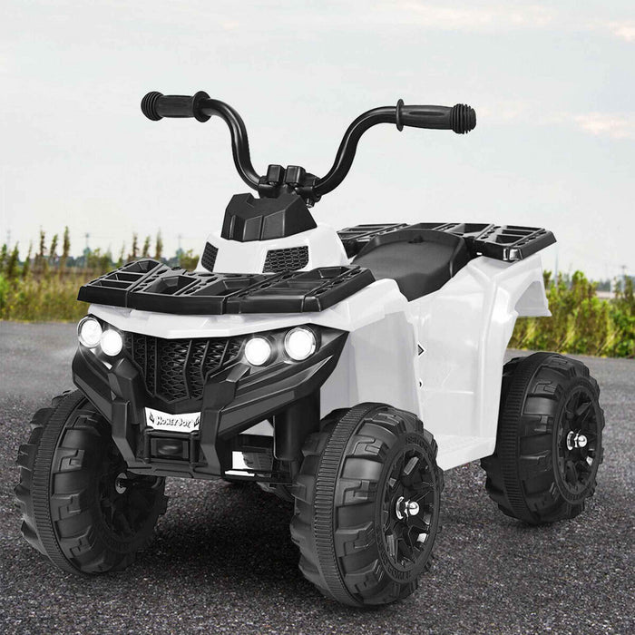 6v Battery Powered Kids Ride On Atv 4-wheeler Quad W/ Mp3 & Led Headlight White