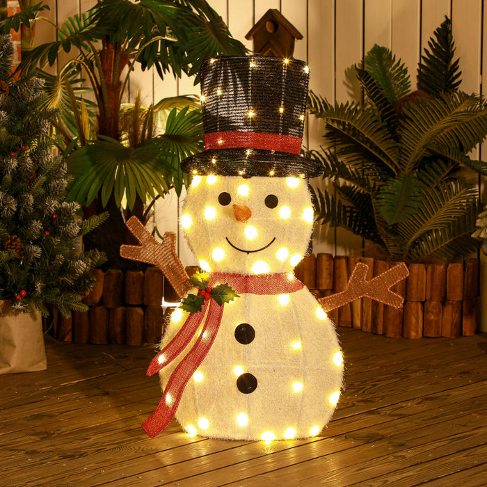 Outsunny Light Up Snowman Christmas Decoration with 56 LED Lights White