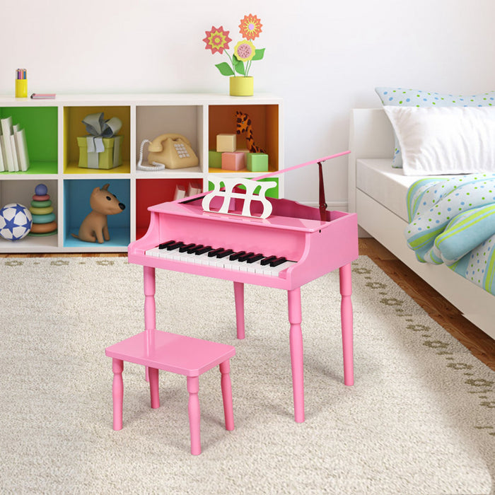 Costway 30-Key Classic Piano Wood w/ Bench & Music Rack Black