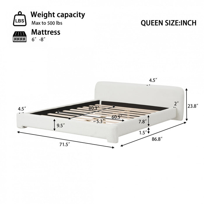 Joyce Comfortable and Stylish Bedroom Upholstered Bed,Queen Size,White Queen Bed
