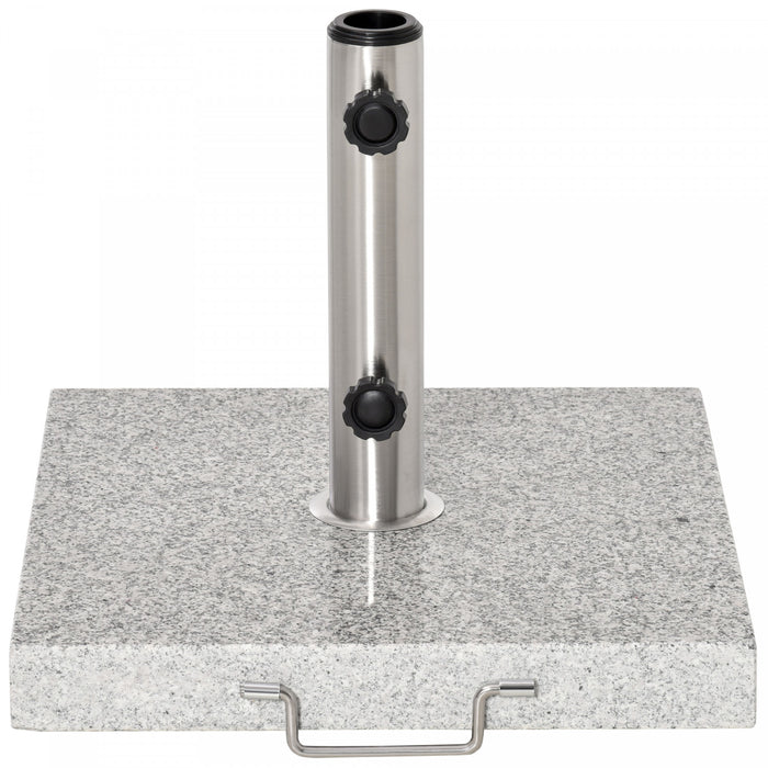 Outsunny 55 lbs Marble Square Umbrella Stand Base w/ Wheels, Grey