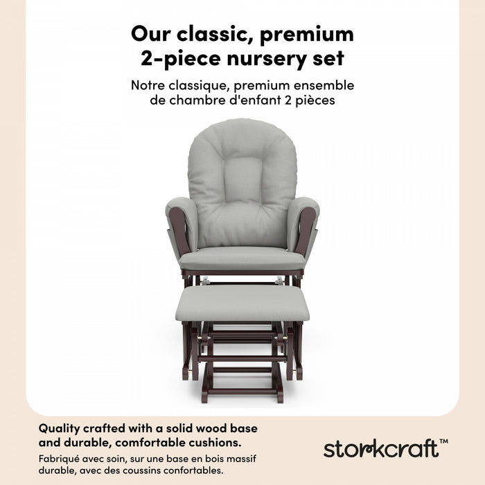 Storkcraft Hoop Glider and Ottoman - Espresso/Light Gray