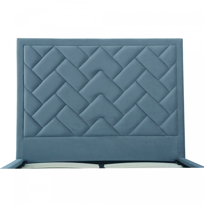 Crosby Modern Upholstered Velvet Full Bed in Blue
