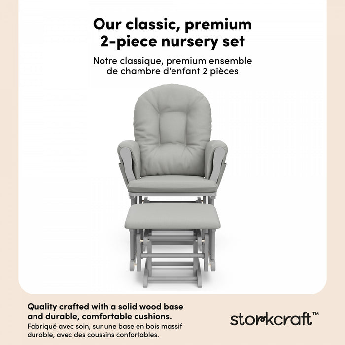 Storkcraft Hoop Glider and Ottoman - Pebble Gray/Light Gray