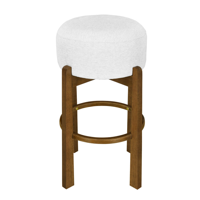 Vera Rubber Wood Bar Stool Set of 4 Indoor Seating with Round Ivory Cushion,Dark Walnut