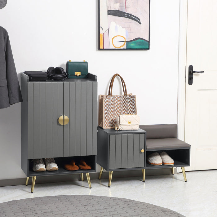HOMCOM Narrow Shoe Cabinet for Entryway Shoe Storage Cabinet with Storage