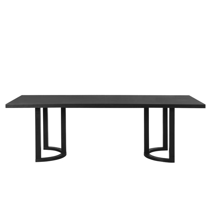 Ethan Dining Table With U-base, Solid Wood & Mdf, 95\"w - Black