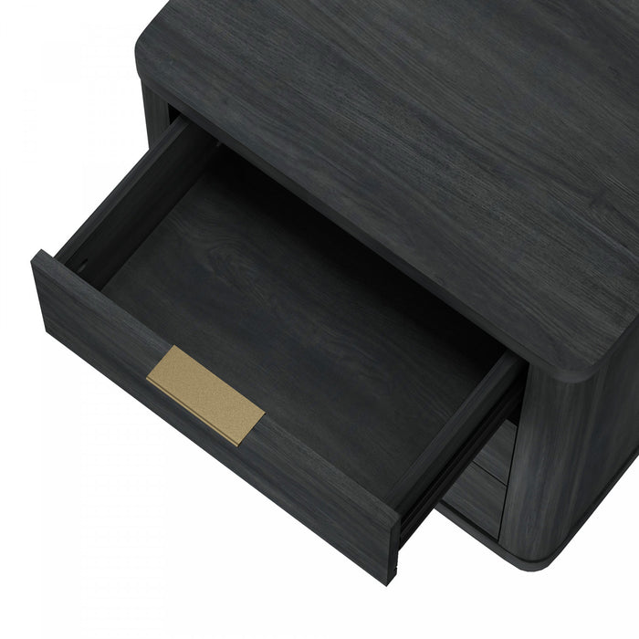 Evelyn Modern 20\" Nightstand in Charcoal Gray (3-Drawer) - Set of 2