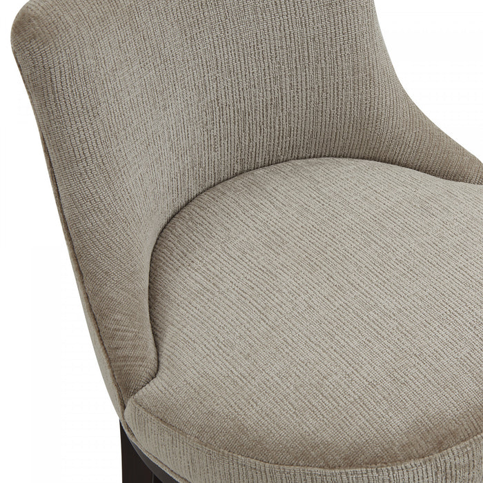 Lucia Modern Wood Chenille Counter Stool in Taupe Bar Stool