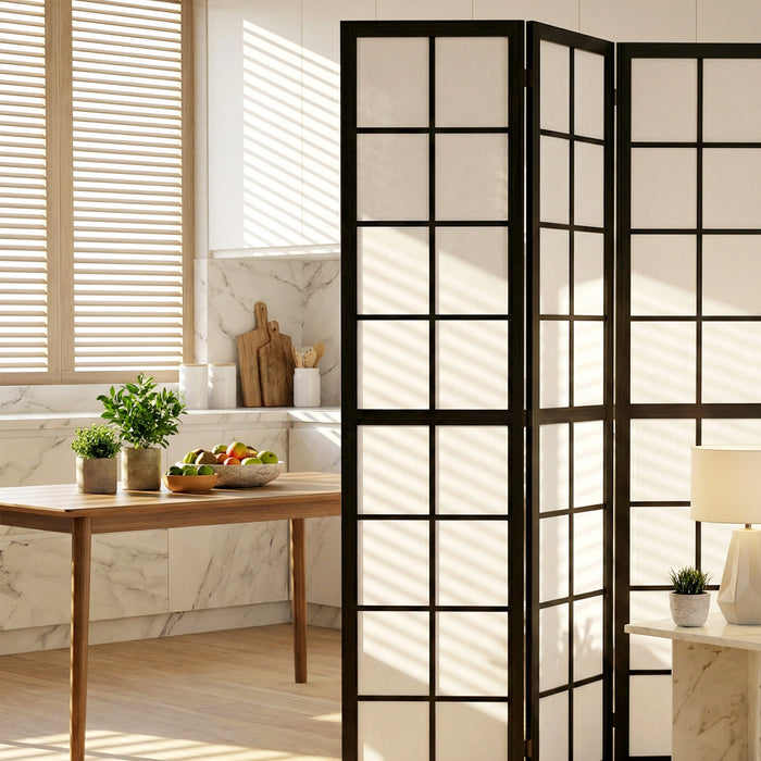 HOMCOM 4 Panel Room Divider, 5.6 ft Folding Privacy Screen, Black