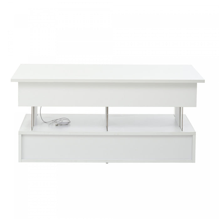 Nathan Lift-Top Coffee Table with LED Lighting,White