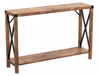 46” Console Table With 1 Shelf - Reclaimed Wood With Black Metal 