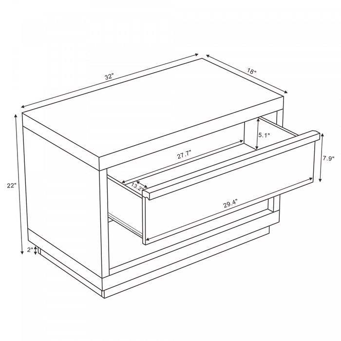 Navis Contemporary 32\" Nightstand in Charcoal Gray (2-Drawer)