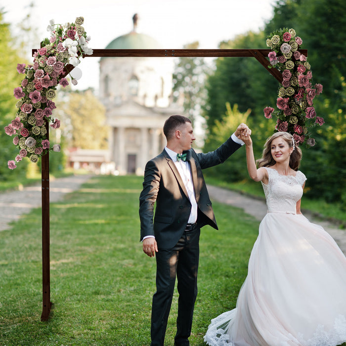 Outsunny 7ft Wedding Arch, Rectangular Wooden Arch For Ceremony, Dark Brown