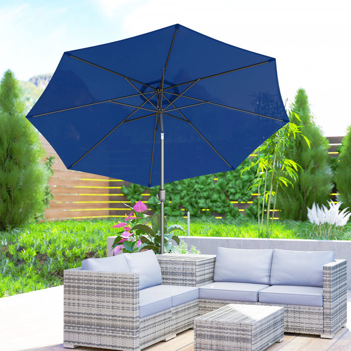 Outsunny 10' X 8' Round Market Umbrella, Patio Umbrella, Blue