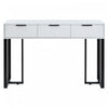 Horizon Modern Console Table with Geometric Drawers and Gold Frame, White/Black | Horizon Table Console Moderne avec Tiroirs Geometriques et Cadre Dore, Blanc/Noir