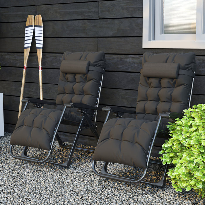 Outsunny Reclining Zero Gravity Chair, Folding Sun Lounger With Cushion