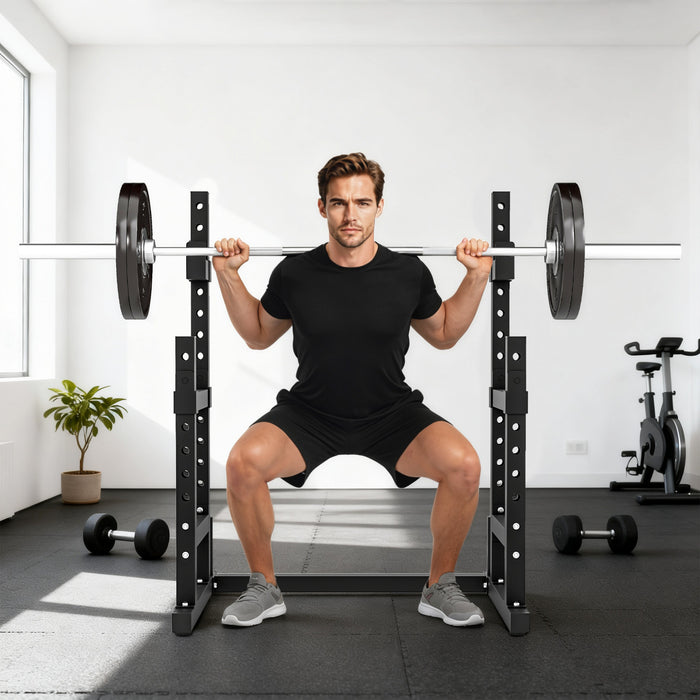 Soozier Adjustable Squat Rack, 660lbs Multi-Function Barbell Rack, Black