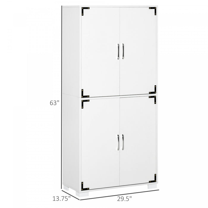 HOMCOM Rustic Style Storage Cupboard Bookcase Cabinet w/ 4 Shelves, White