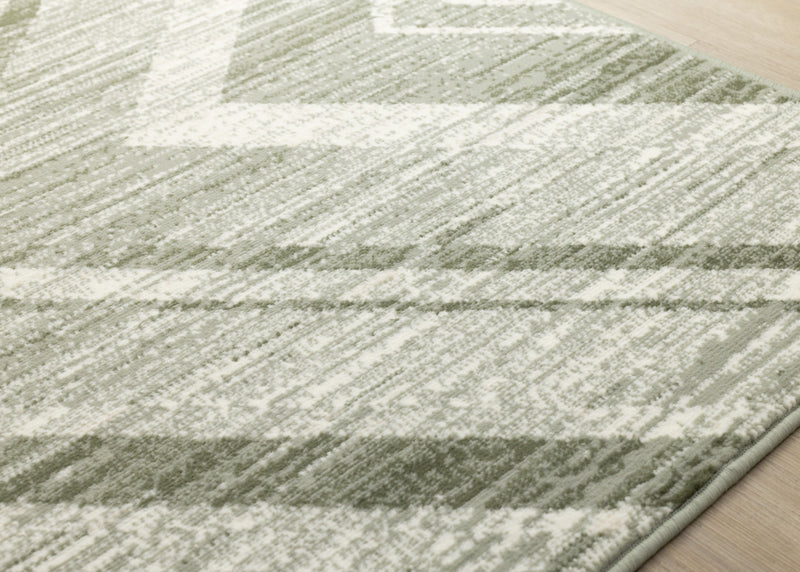 Florence Green White Distressed Chevron Design Rug, 7'9\" x 10'6\" Indoor Area Rug