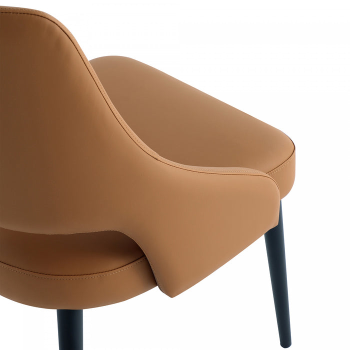 Tremont Modern Vegan Leather Metal Dining Chair in Saddle - Set of 2