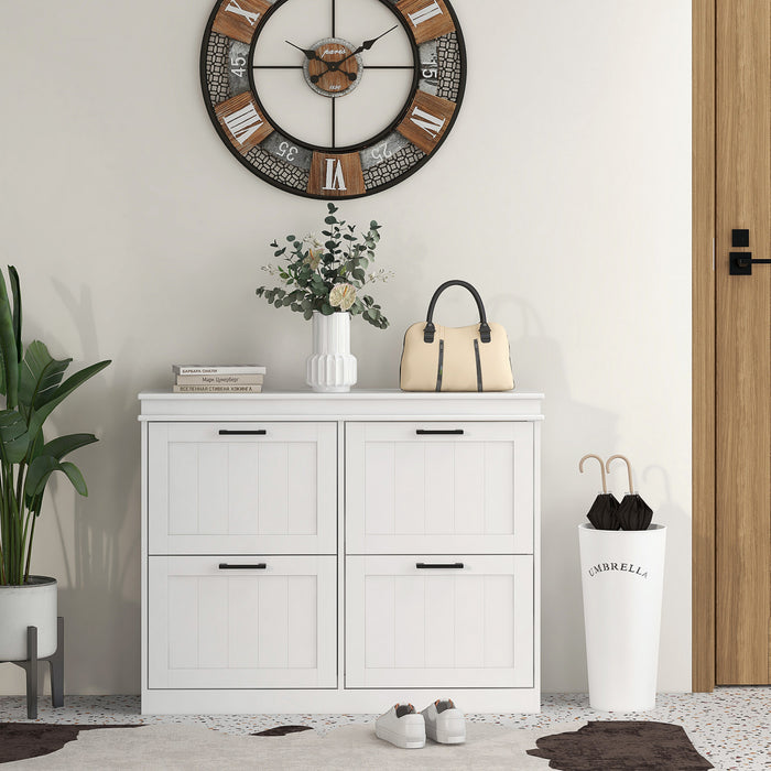 HOMCOM Narrow Shoe Cabinet for Entryway with Flip Drawers Adjustable Shelf