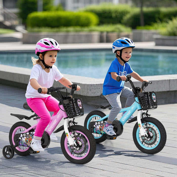 Costway 12\" Kid's Bike For 3-4 With Height-adjustable Handlebar & Saddle Handbrake Blue