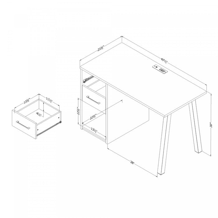 Zolten Computer Office Desk with Power Bar - Natural Walnut