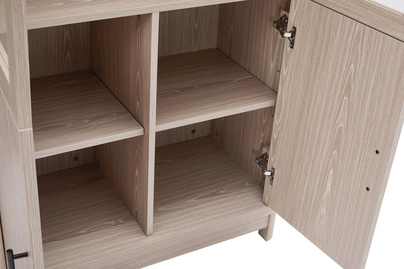 Jodie Mid-Century Modern 31\" Bookcase Cabinet in Whitewashed Oak (6-Shelf) - Set of 3