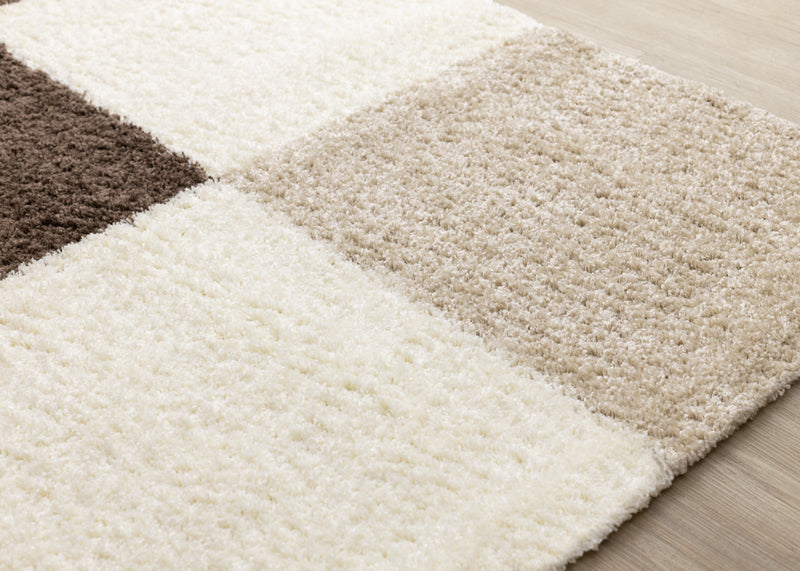 Fairmont Brown Beige White Checkered Rug, 5'3\" x 7'7\" Indoor Area Rug