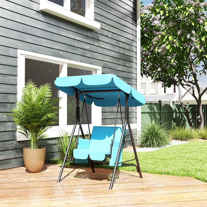 Outsunny 1-seat Patio Swing Chair With Adjustable Canopy And Cushions