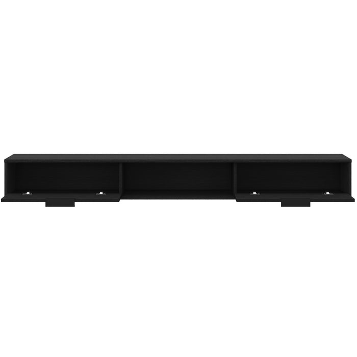 Nordika Slim 72\" Wall-Mounted TV Stand with 2 Storage Cabinets - Black