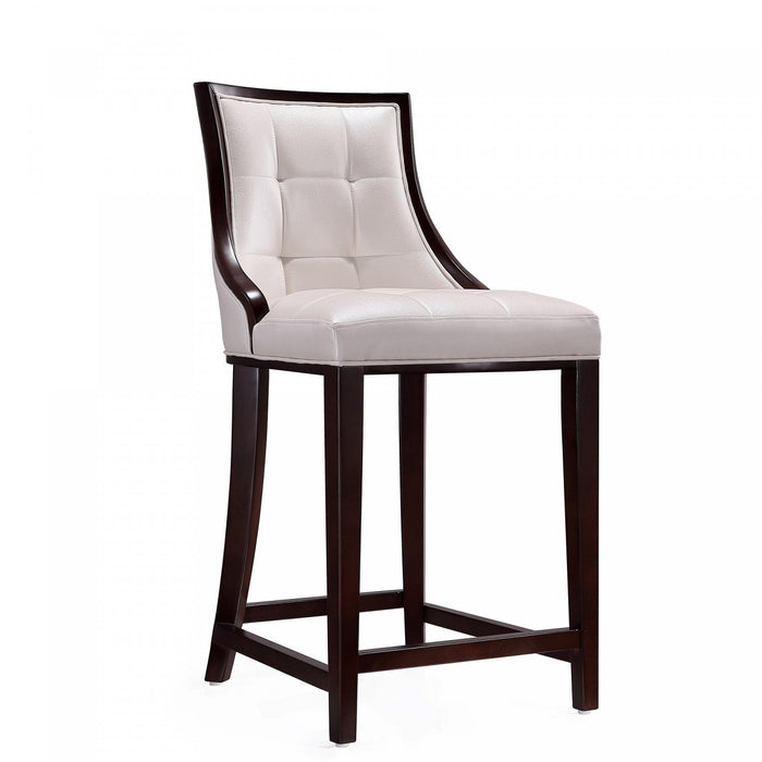 Fifth Avenue Traditional Wood Upholstered Counter Stool in Pearl White - Set of 3