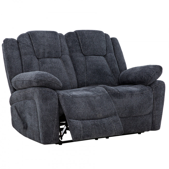 Renner 59 in. Upholstered Manual Reclining Loveseat with Lever - Dark Grey