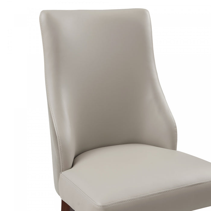 Connie Modern Vegan Leather and Velvet Wood Dining Chair in Light Gray - Set of 4