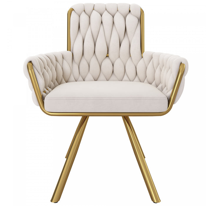 Timothy Velvet Swivel Dining Chairs with Tufted Upholstered and Metal Legs Set of 6, Glod