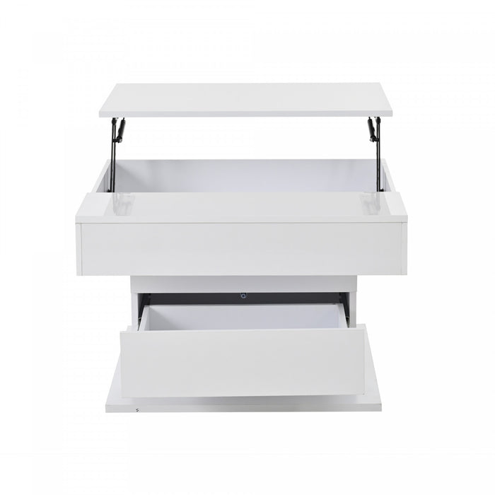 Noah Lift-Top Rotating Coffee Table with Drawer and Storage,White